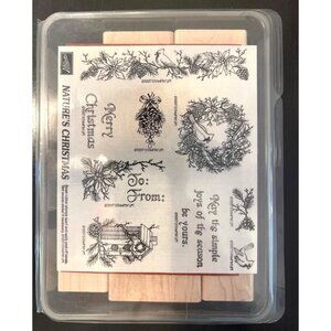 VTG Rare 1997 Stampin Up! Natures Christmas Wood Mounted Rubber Stamp Set